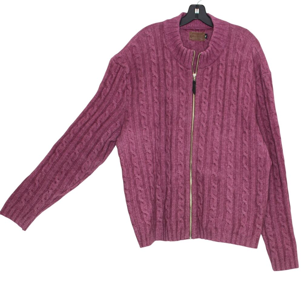 McDonald Cardigan Cable Knit Possum Fur Lambswool New Zealand Academia Zip XXL - Picture 7 of 8